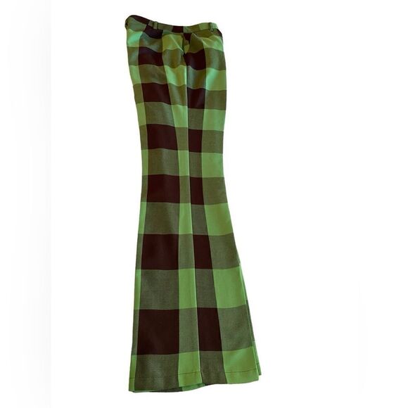 NWOT Collusion Green and Black Plaid Flare Pants - Picture 3 of 11
